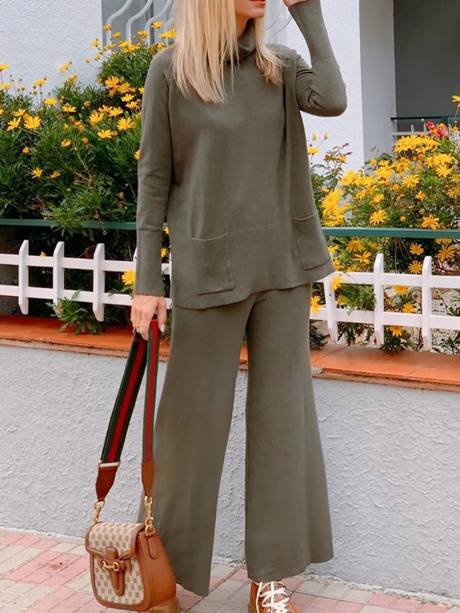 Casual Loose Turtleneck Long-Sleeved Two-Piece Suit