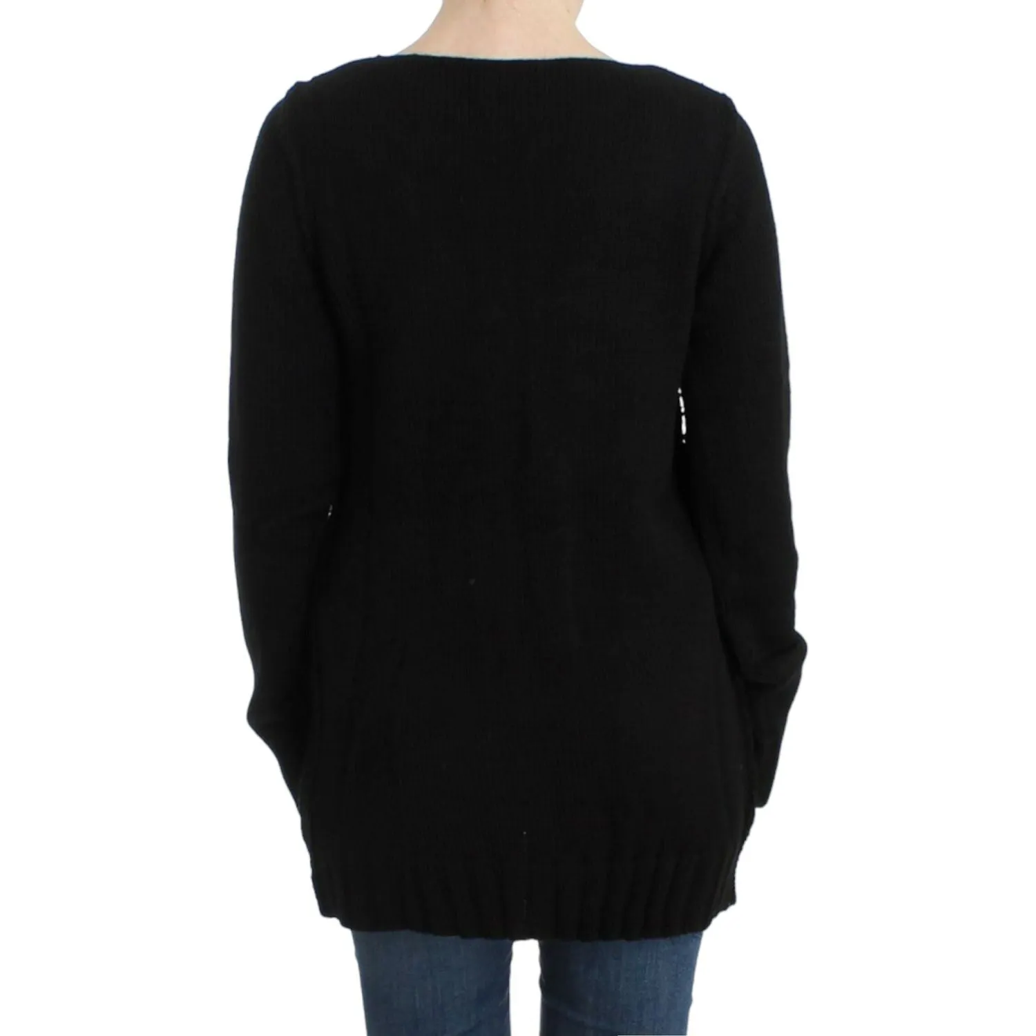 Cavalli Alluring Black Knitted Crew Neck Sweater