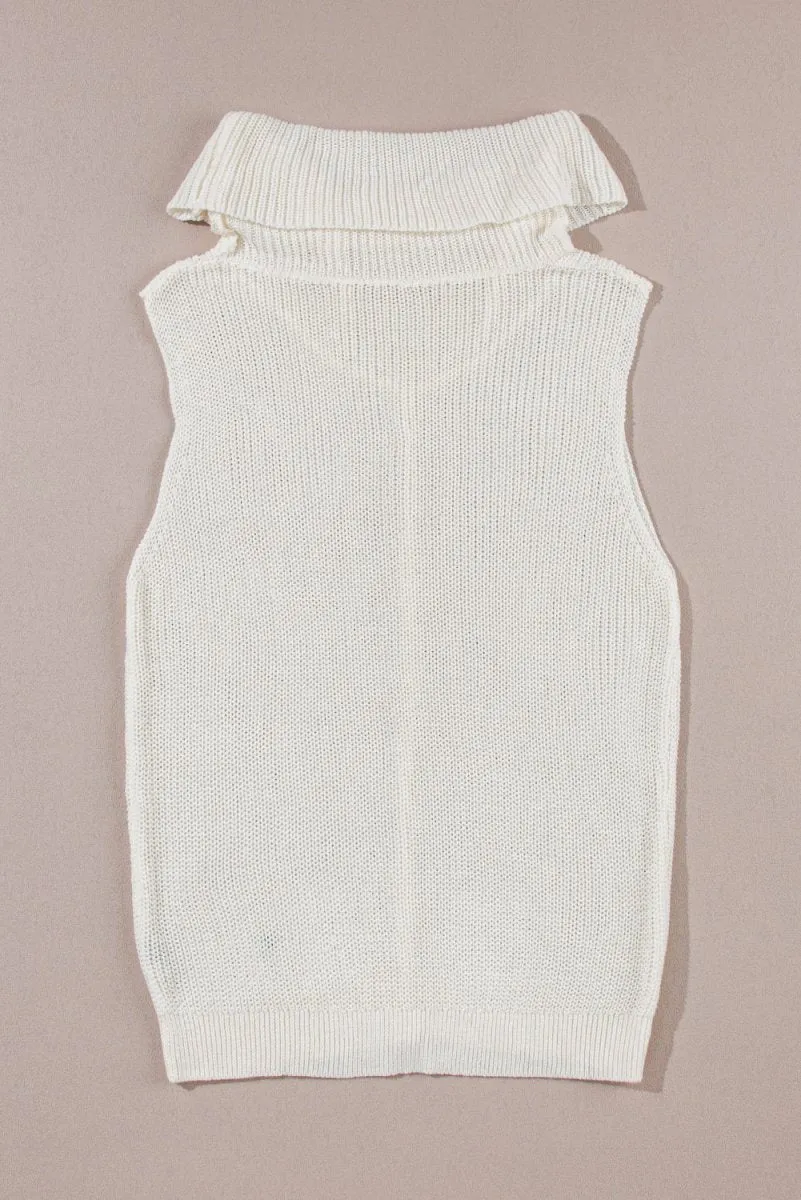 Central Seam Turtleneck Sleeveless Sweater Vest