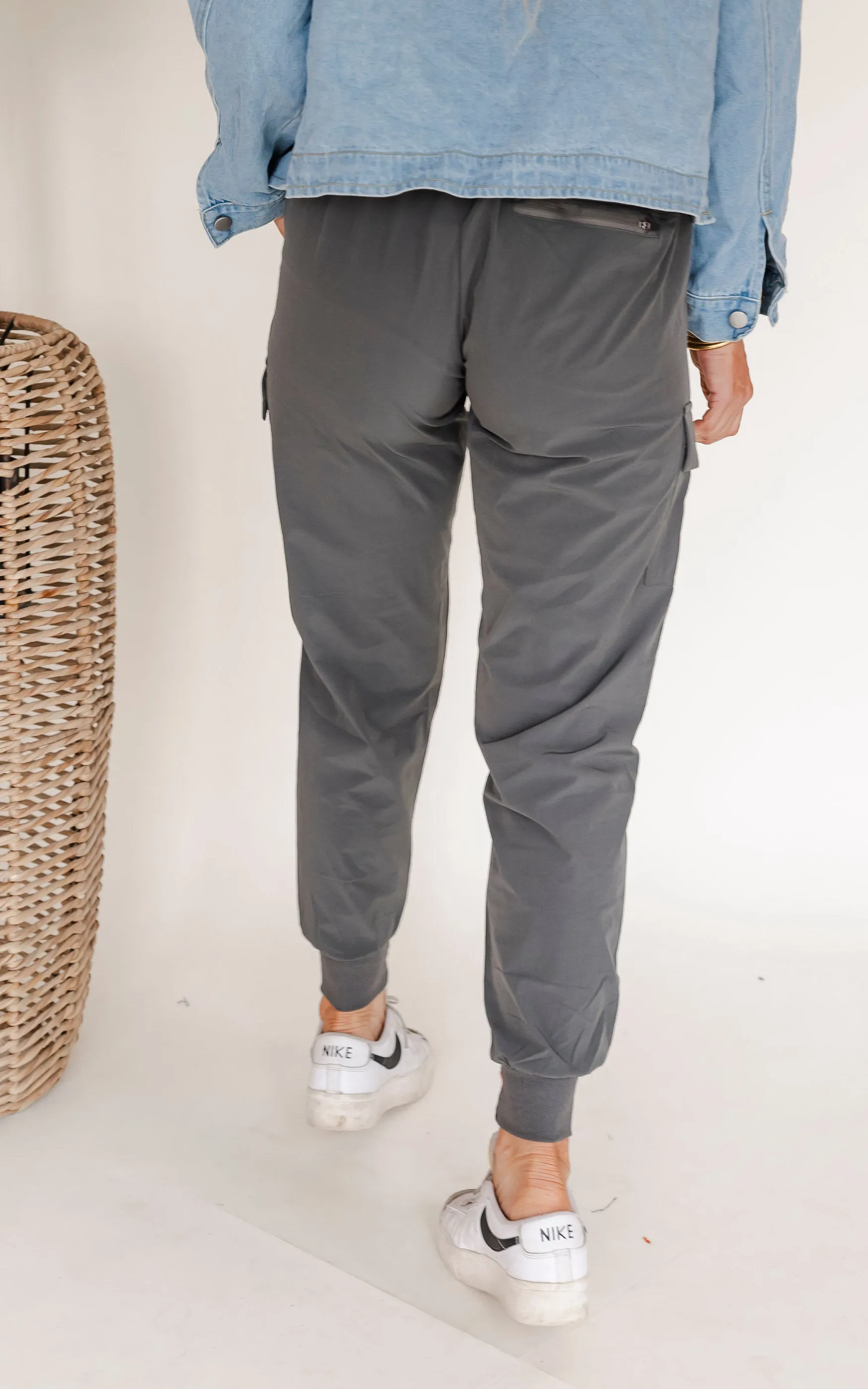 Charcoal High Waisted Solid Knit Jogger