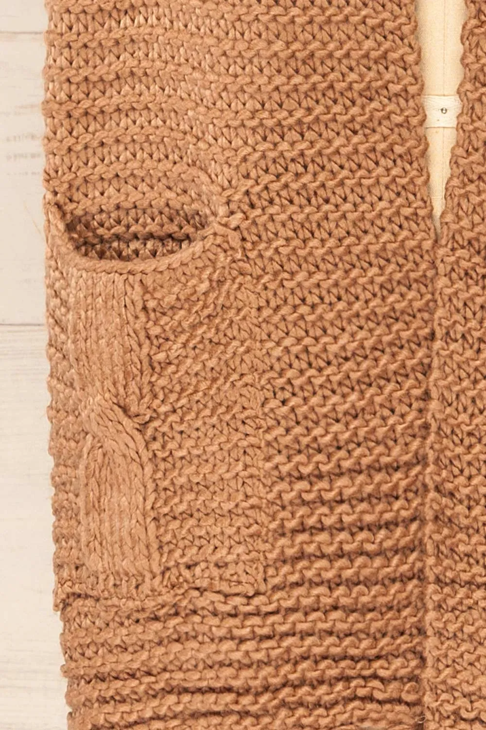 Chunkyss Beige | Thick Knit Scarf w/ Pockets