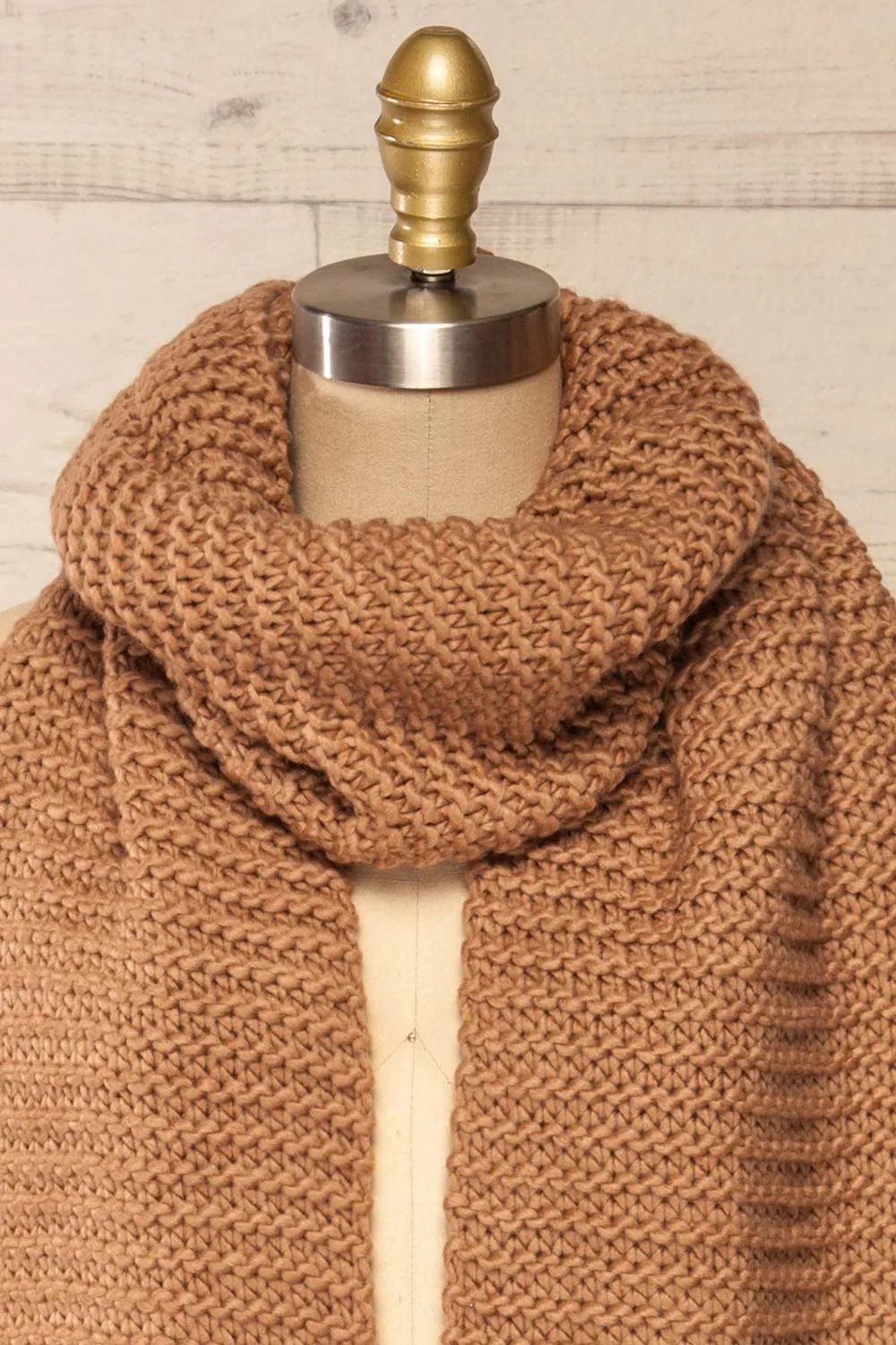 Chunkyss Beige | Thick Knit Scarf w/ Pockets