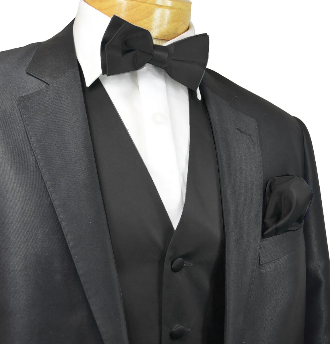 Classic Solid Black Tuxedo Vest Set