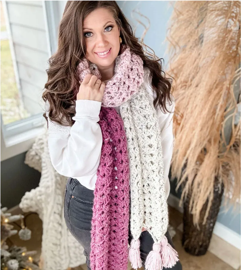 Colour Block Granny Crochet Scarf