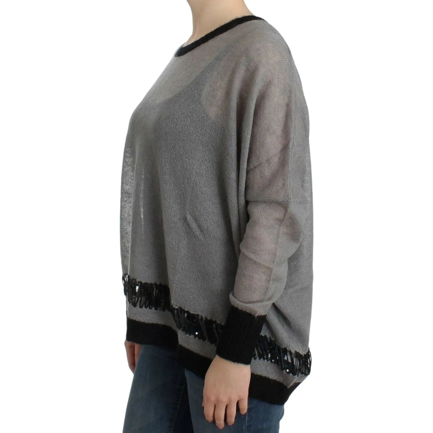 Costume National Chic Asymmetric Embellished Knit Sweater