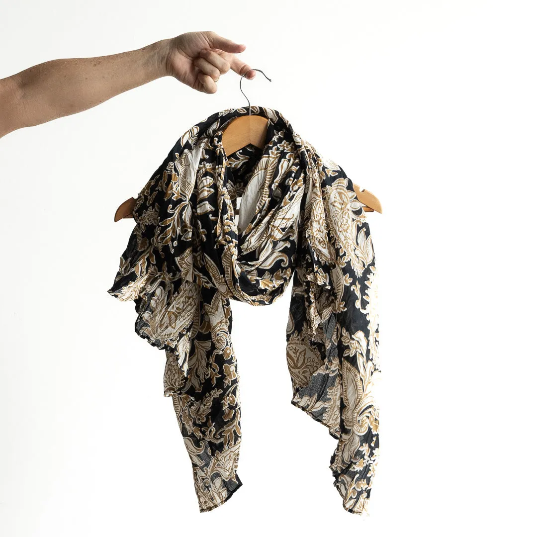 Cotton Maxi Scarf Wrap Sarong - Paisley Nouveau