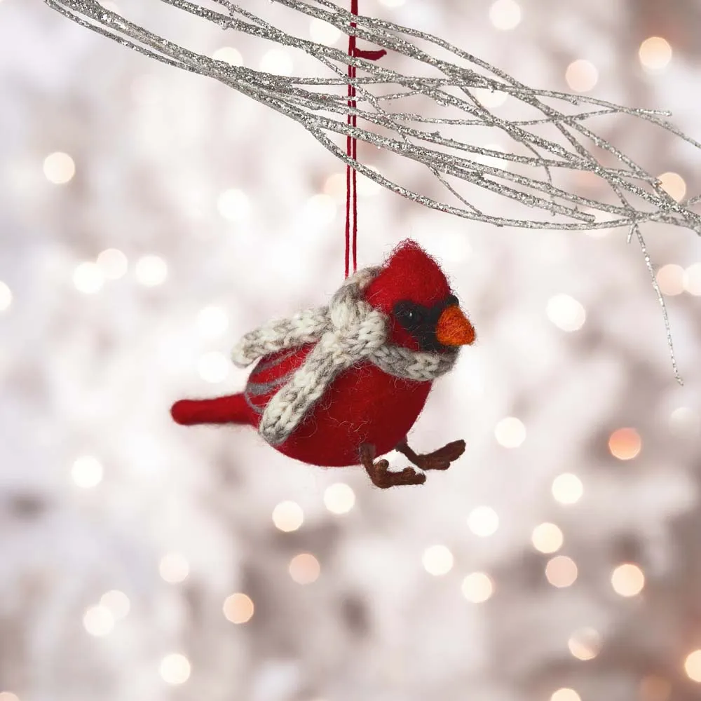 Cozy Cardinal Ornament, Nepal