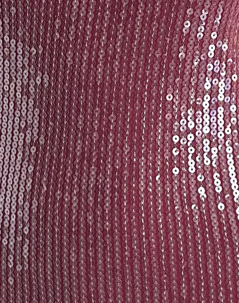 Damske Vest Top in Clear Sequin Maroon