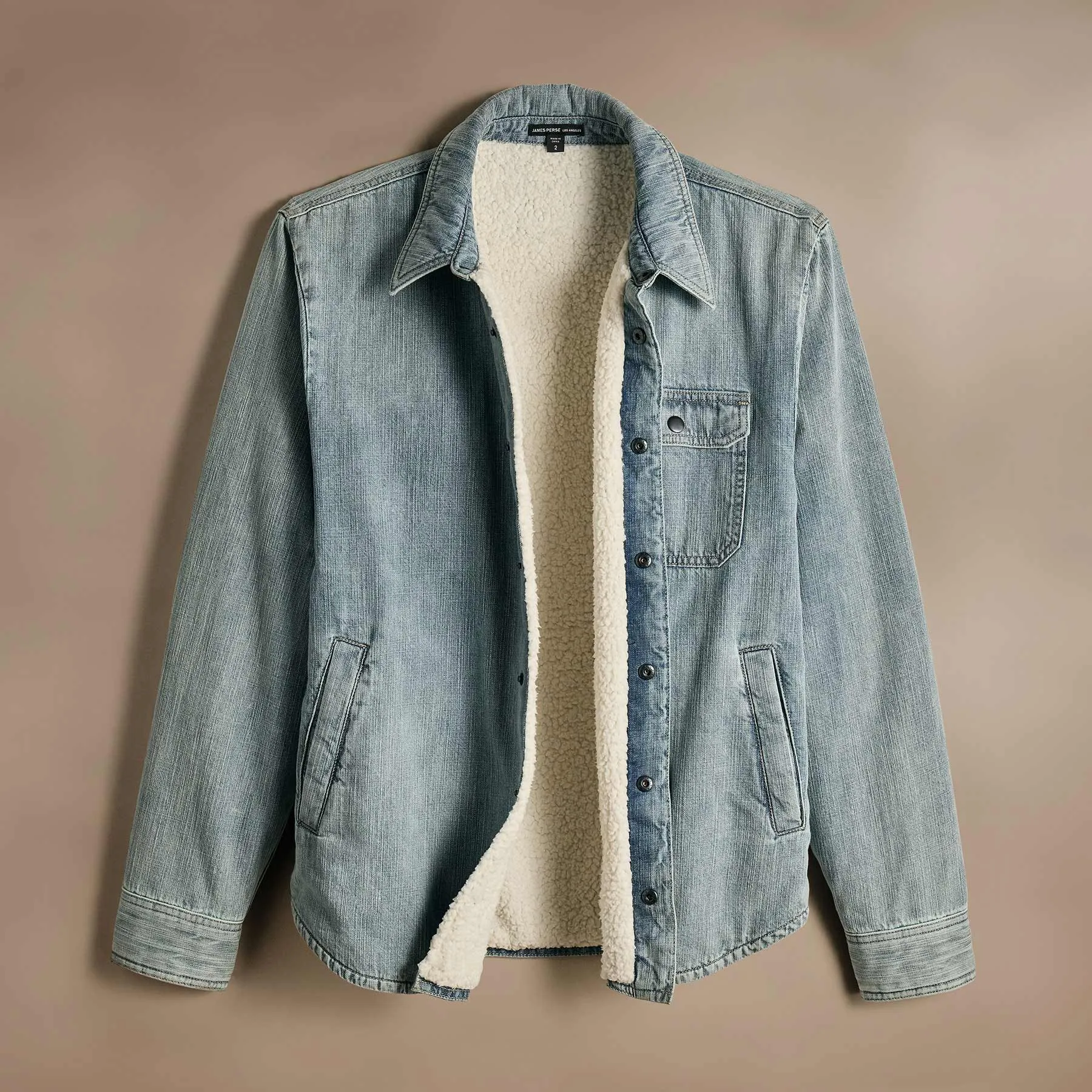 Denim Sherpa Shirt Jacket - Bleach Wash