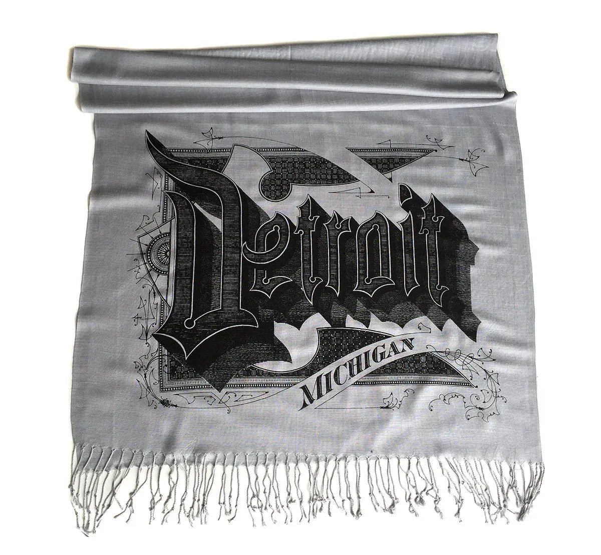 Detroit Michigan Scarf. Linen-weave pashmina