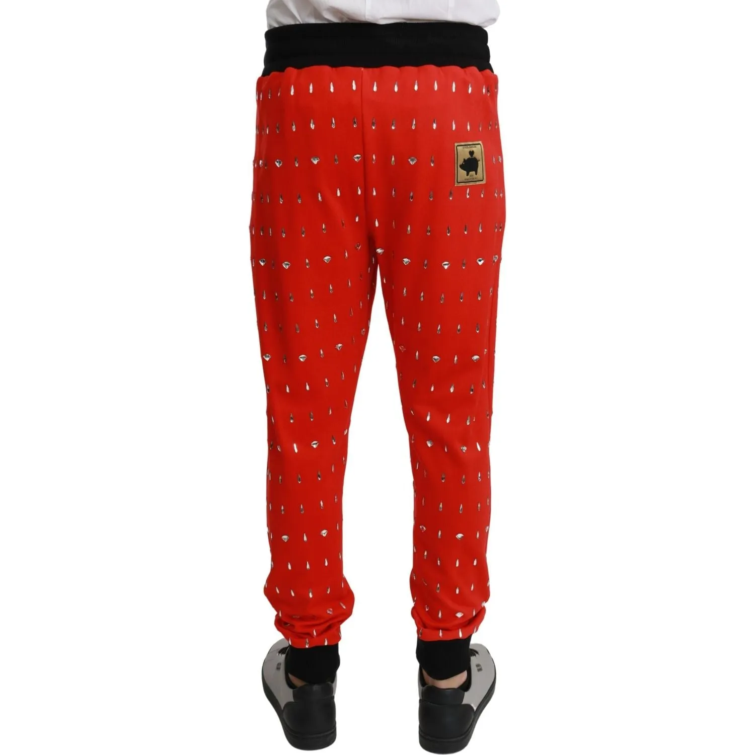 Dolce & Gabbana Chic Red Piggy Bank Print Sweatpants