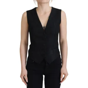 Dolce & Gabbana Elegant Black Silk Blend Waistcoat Vest