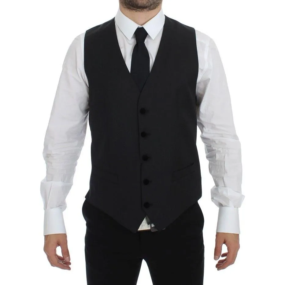 Dolce & Gabbana Elegant Gray Wool Dress Vest