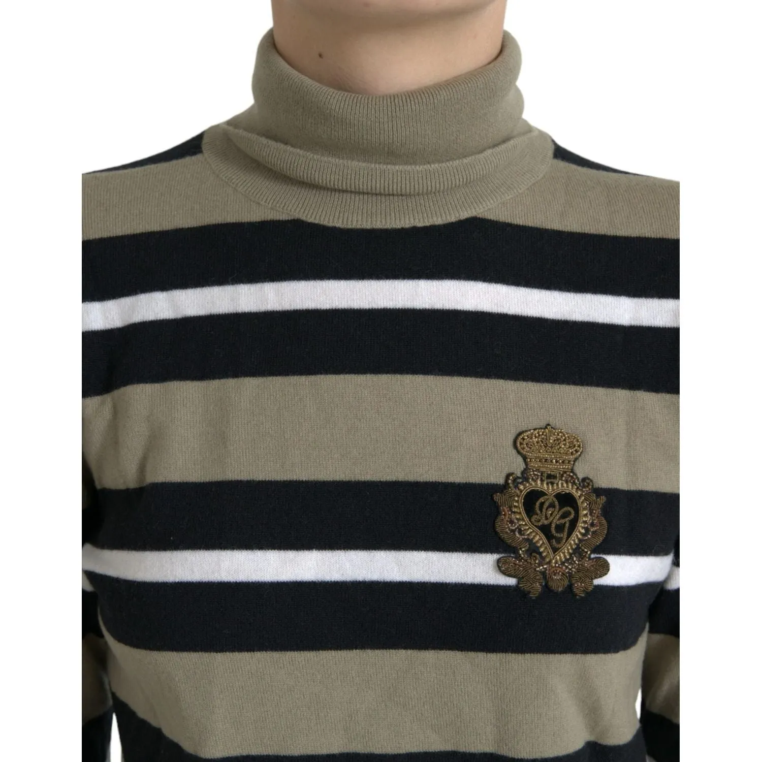 Dolce & Gabbana Elegant Striped Turtleneck Wool Sweater