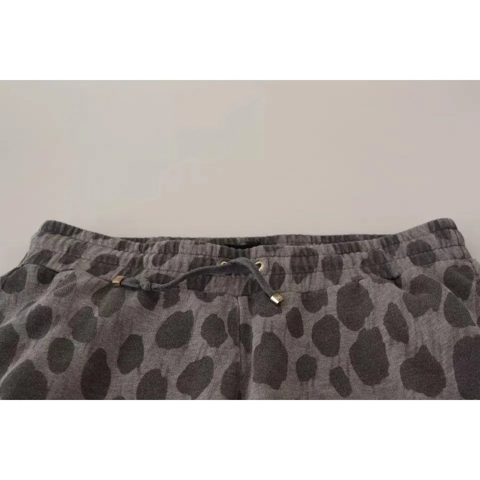 Dolce & Gabbana Gray Leopard Print Sweatpants Jogger Pants