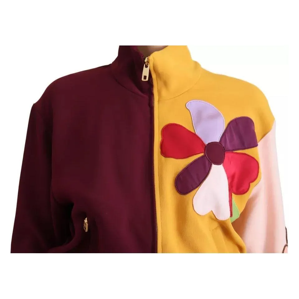 Dolce & Gabbana Multicolor Floral Viscose Full Zip Sweater