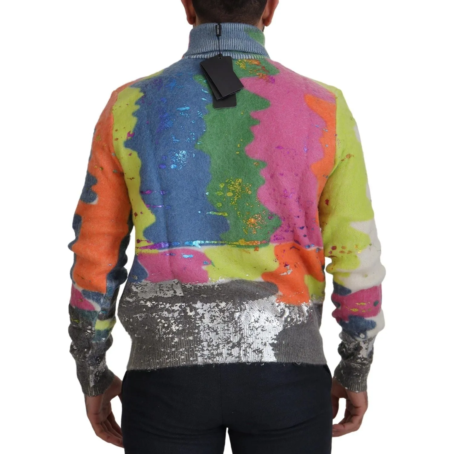 Dolce & Gabbana Multicolor Turtleneck TV Motive Sweater