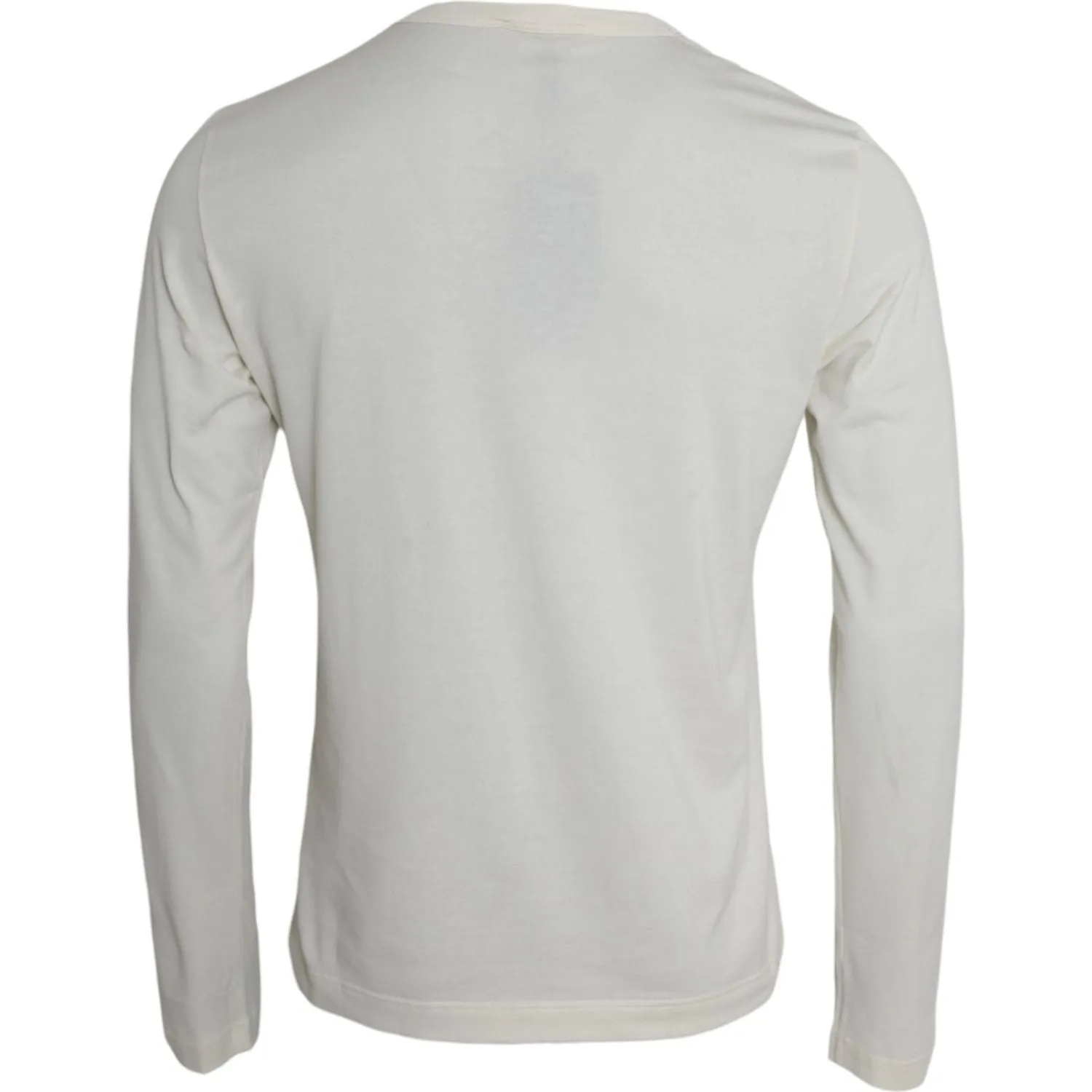 Dolce & Gabbana Off White Cotton Round Neck Pullover Sweater