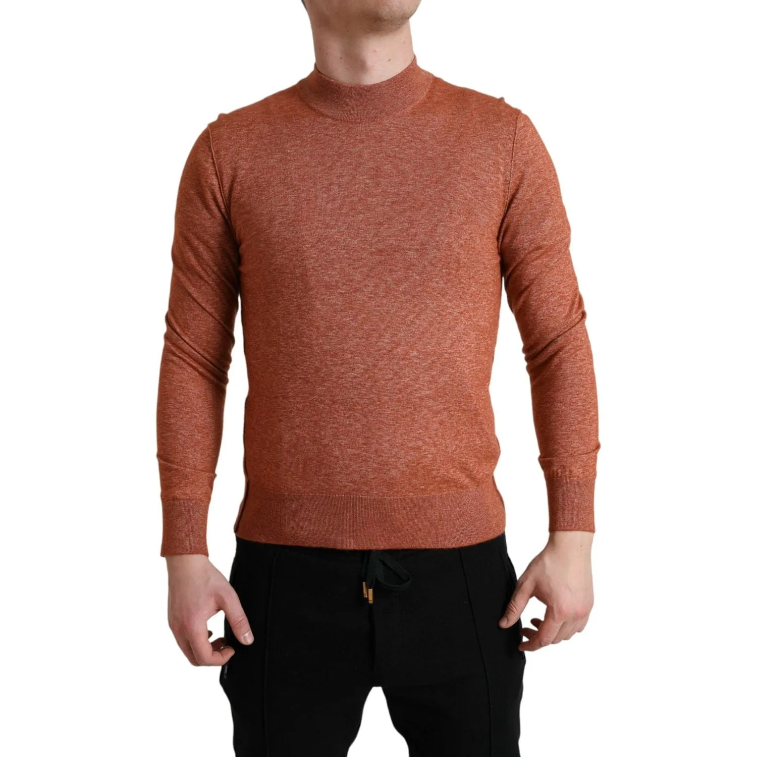 Dolce & Gabbana Silk-Cashmere Orange Crew Neck Sweater