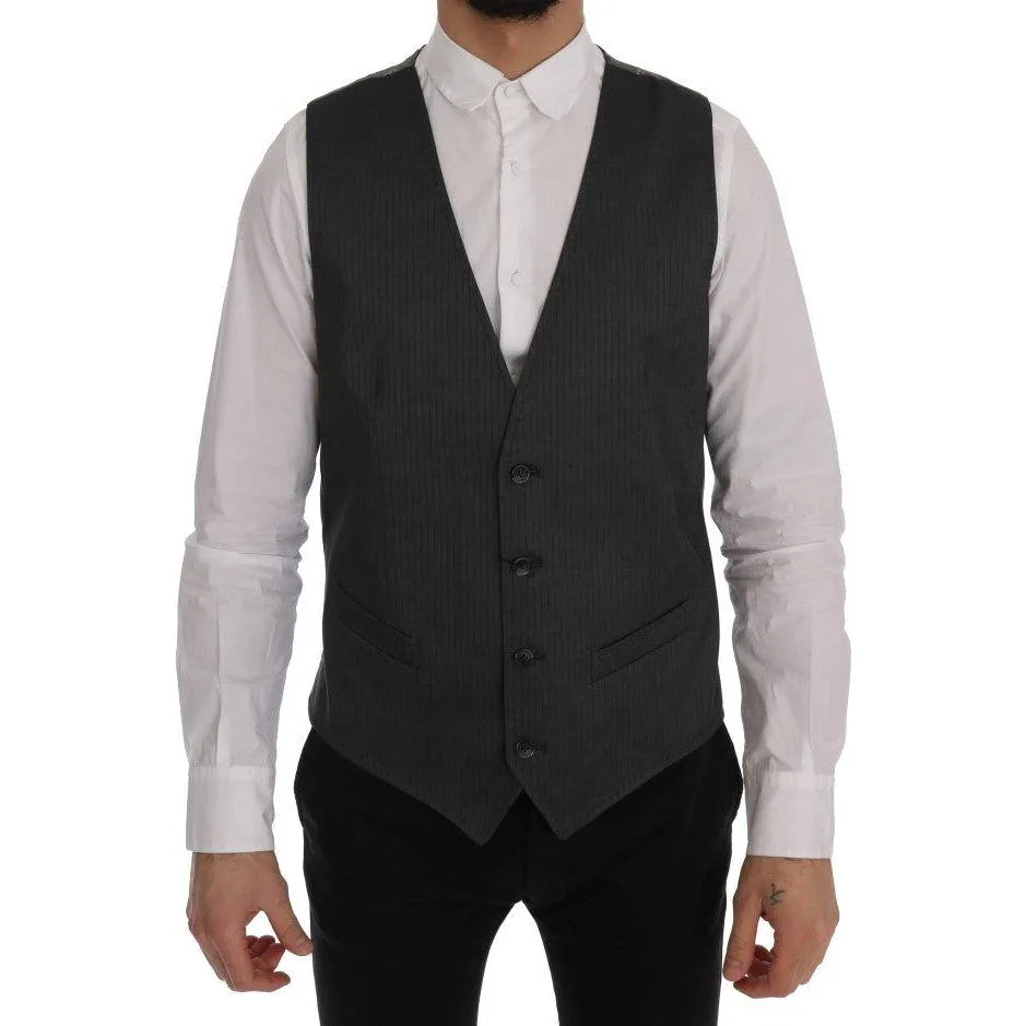 Dolce & Gabbana Sleek Gray Single-Breasted Waistcoat Vest