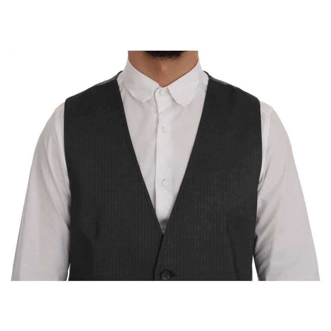 Dolce & Gabbana Sleek Gray Single-Breasted Waistcoat Vest