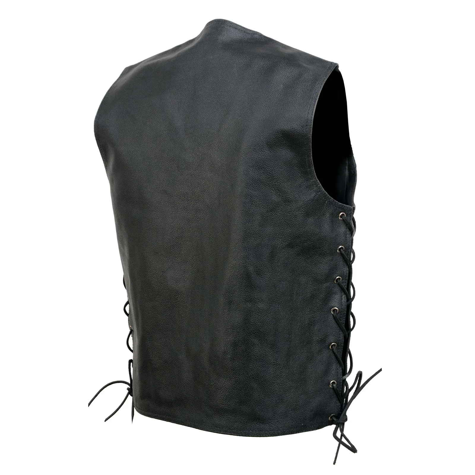 Event Leather EL5360 Black Motorcycle Leather Vest with Denim Style