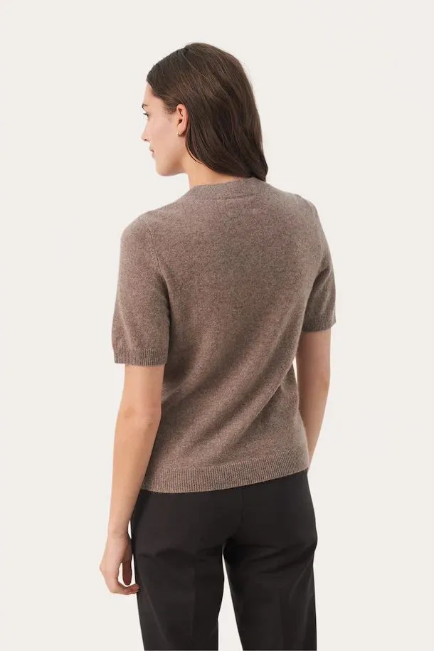 Everlotta Mink Melange Short Sleeve Cashmere Sweater