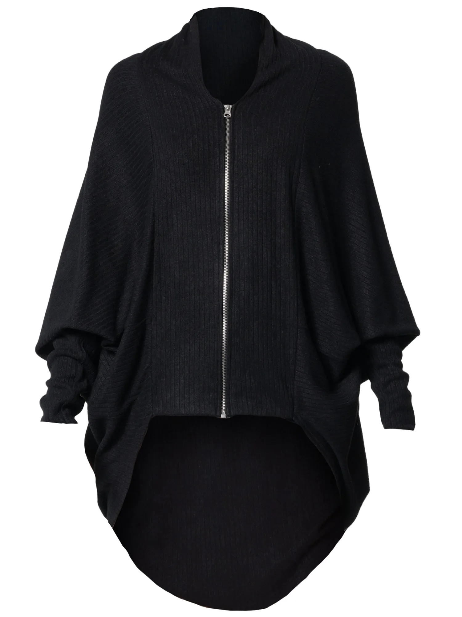 Extravagant Cardigan With Front Zipper In Black