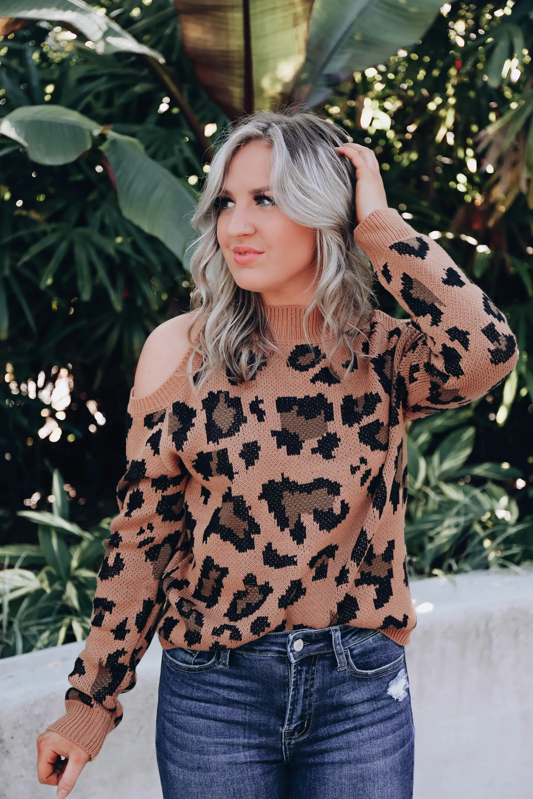 Fiercest Leopard Cold Shoulder Sweater