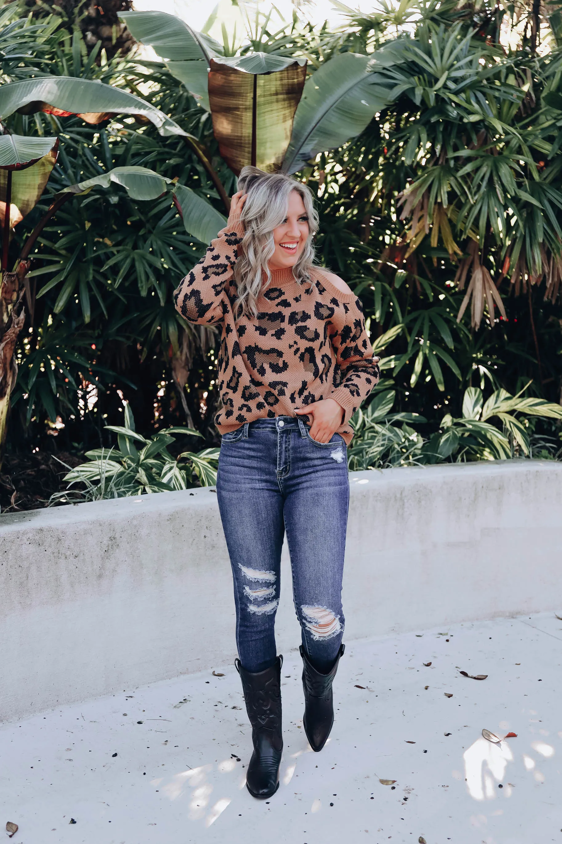 Fiercest Leopard Cold Shoulder Sweater