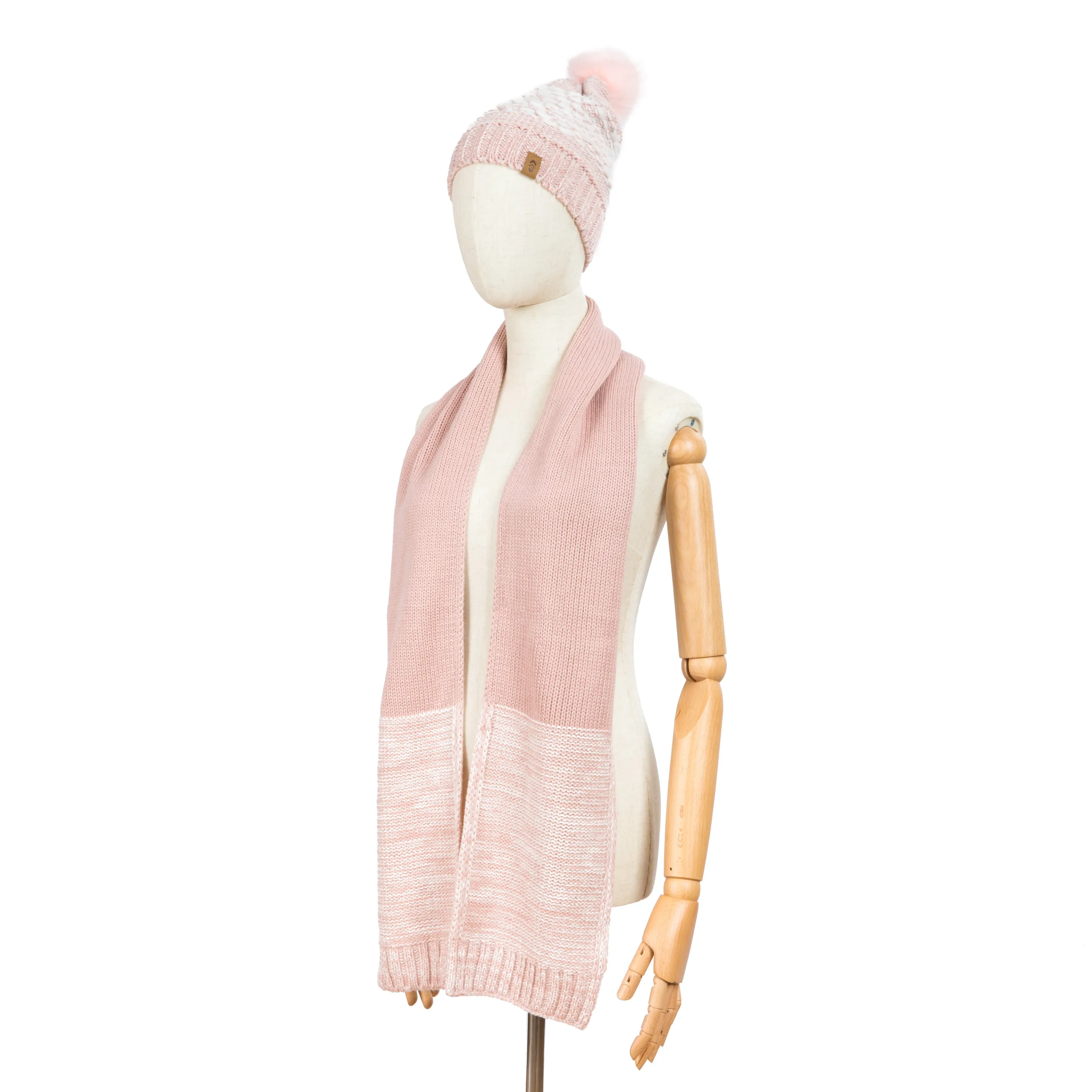 Free Country Scarf Beanie Set for Women (Knit Twist Blush)