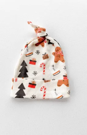 Gingerbread Waffle Knit Knot Hat 0-3M