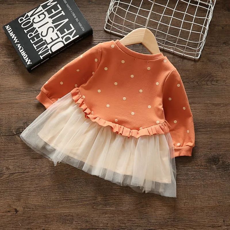 Girls Dress Autumn Clothing Baby Toddler Long Sleeve Pullover Dress New Trendy Gauze Skirt Children Baby Girl Princess Dress