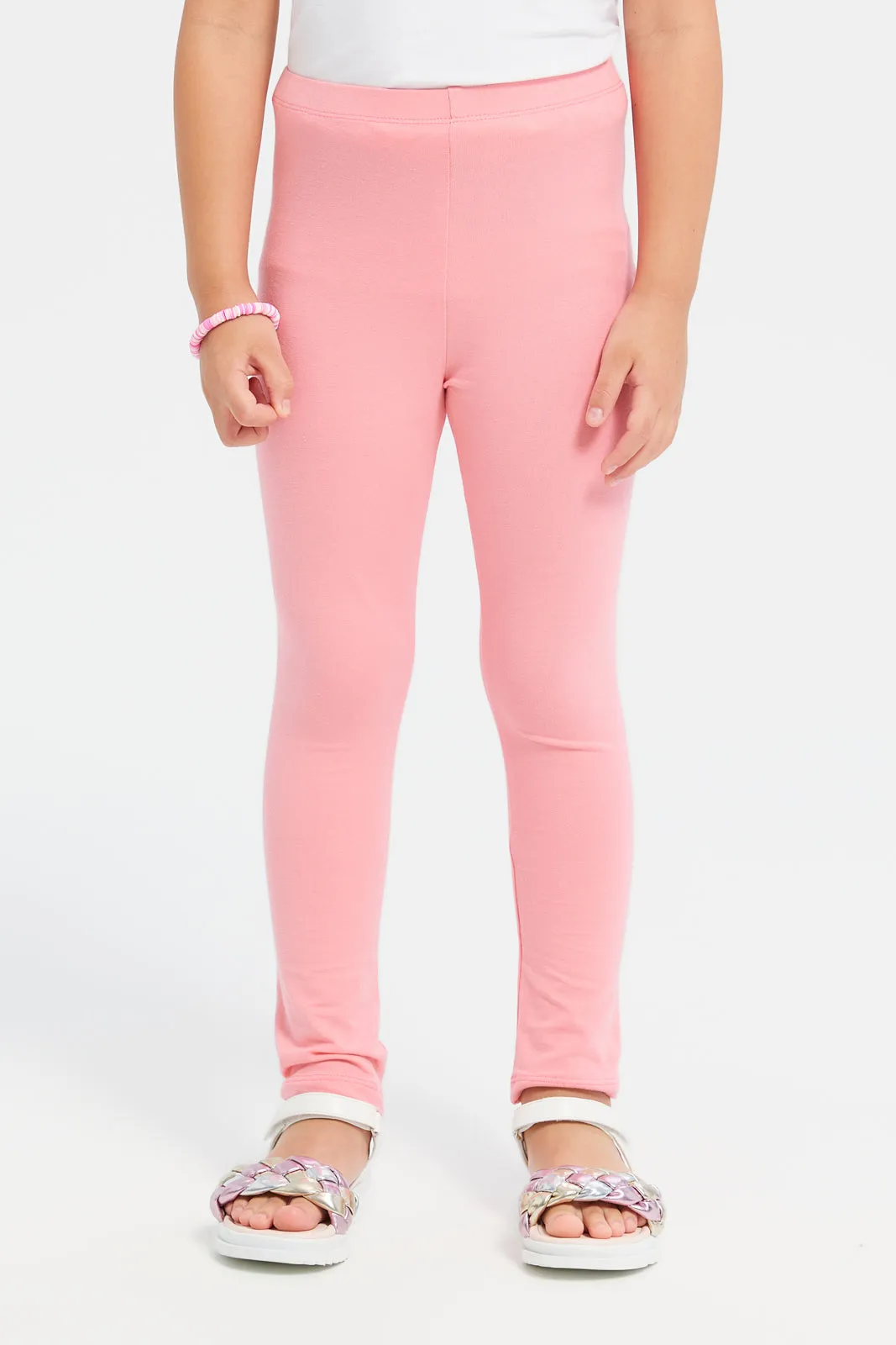 Girls Peach Watermelon Placement Leggings