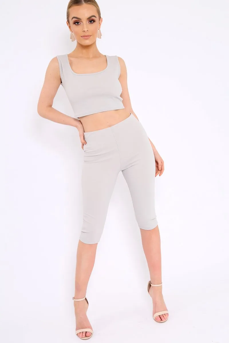 Grey Cropped Top and Leggings Co-Ords - Remini