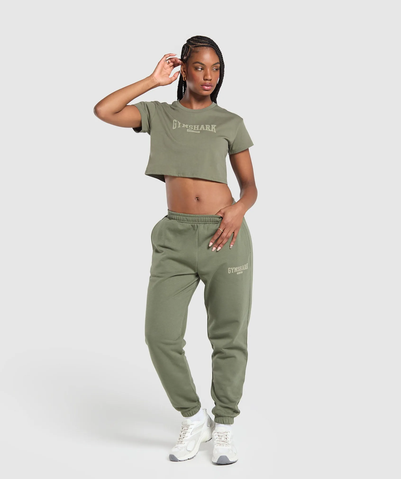 Gymshark Collegiate Lifestyle Fleece Joggers - Base Green