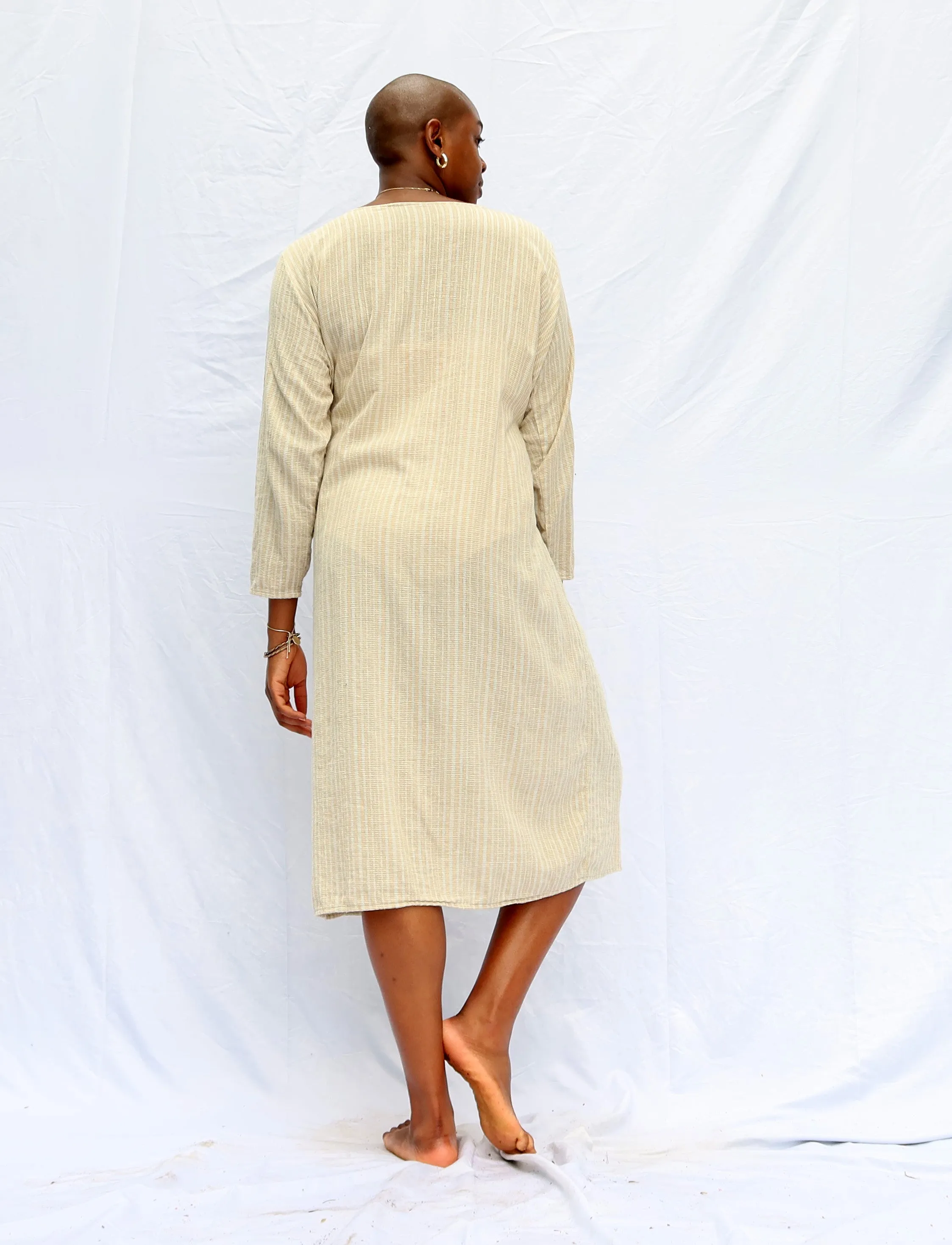 Handwoven - Wrap Origami Below Knee Dress