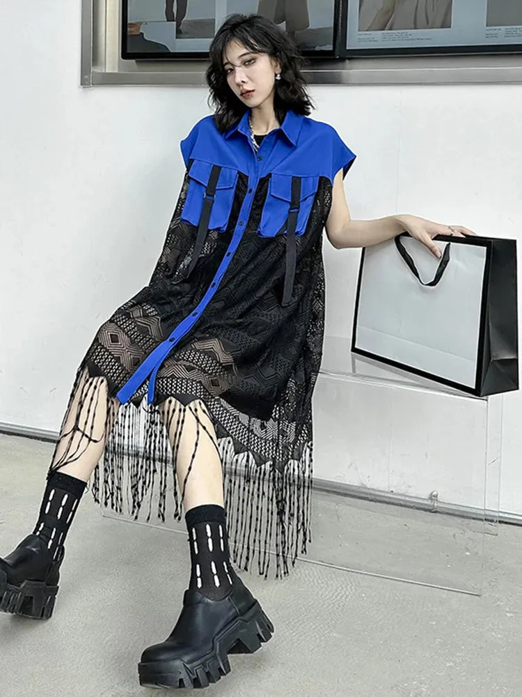 HEYFANCYSTYLE Harajuku Tassel Blouse Dress