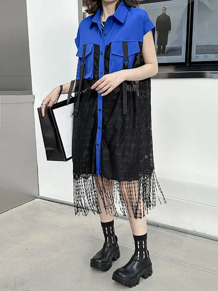 HEYFANCYSTYLE Harajuku Tassel Blouse Dress