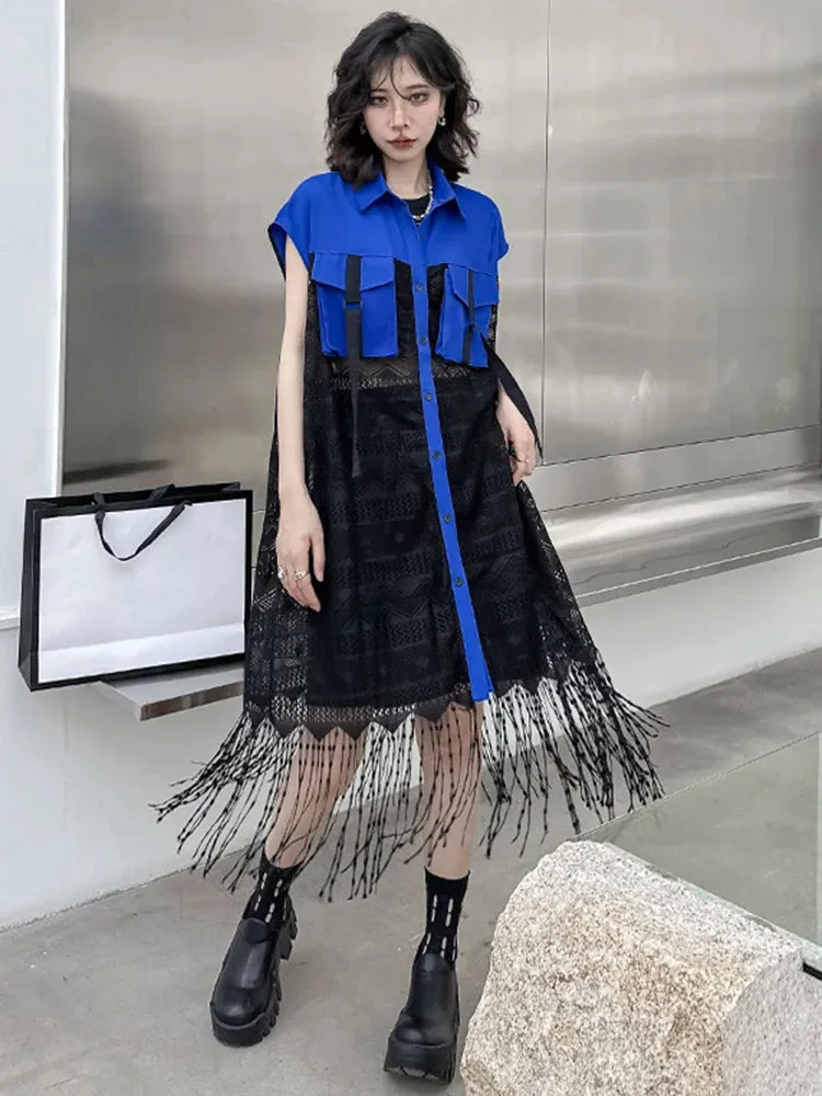 HEYFANCYSTYLE Harajuku Tassel Blouse Dress