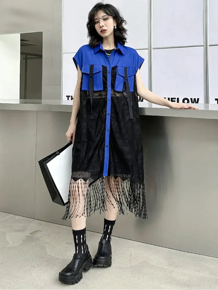 HEYFANCYSTYLE Harajuku Tassel Blouse Dress