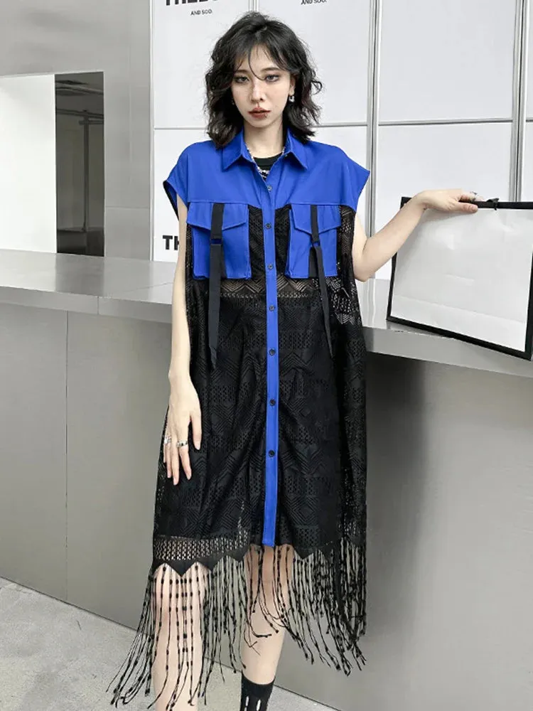 HEYFANCYSTYLE Harajuku Tassel Blouse Dress