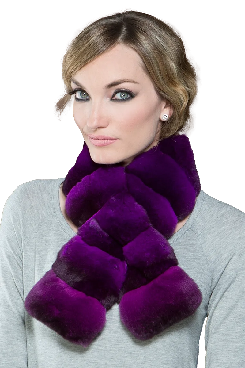 Horizontal Pull Through Chinchilla Fur Scarf