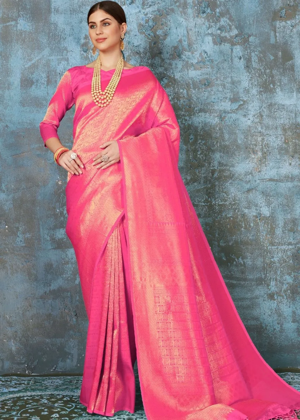 Hot Pink Handloom Weave Kanjivaram Silk Saree: Special Wedding Edition