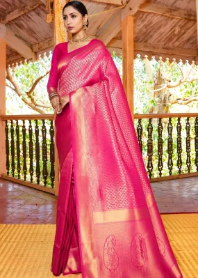 Hot Pink Woven Kanjivaram Saree:Limited Edition