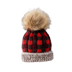 Huggalugs Red Buffalo Check Beanie