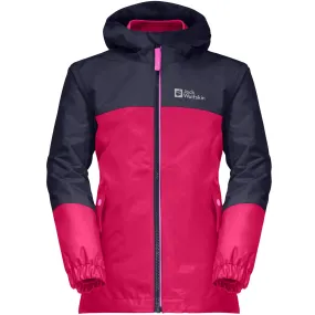 Jack Wolfskin Kids Iceland 3 In 1 Waterproof Fleece Lined Jacket - Pink Dahlia