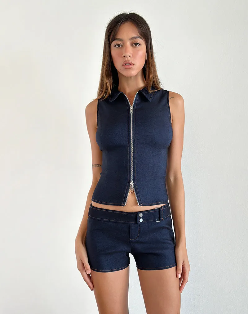 Janae Vest Top in Chambray Denim