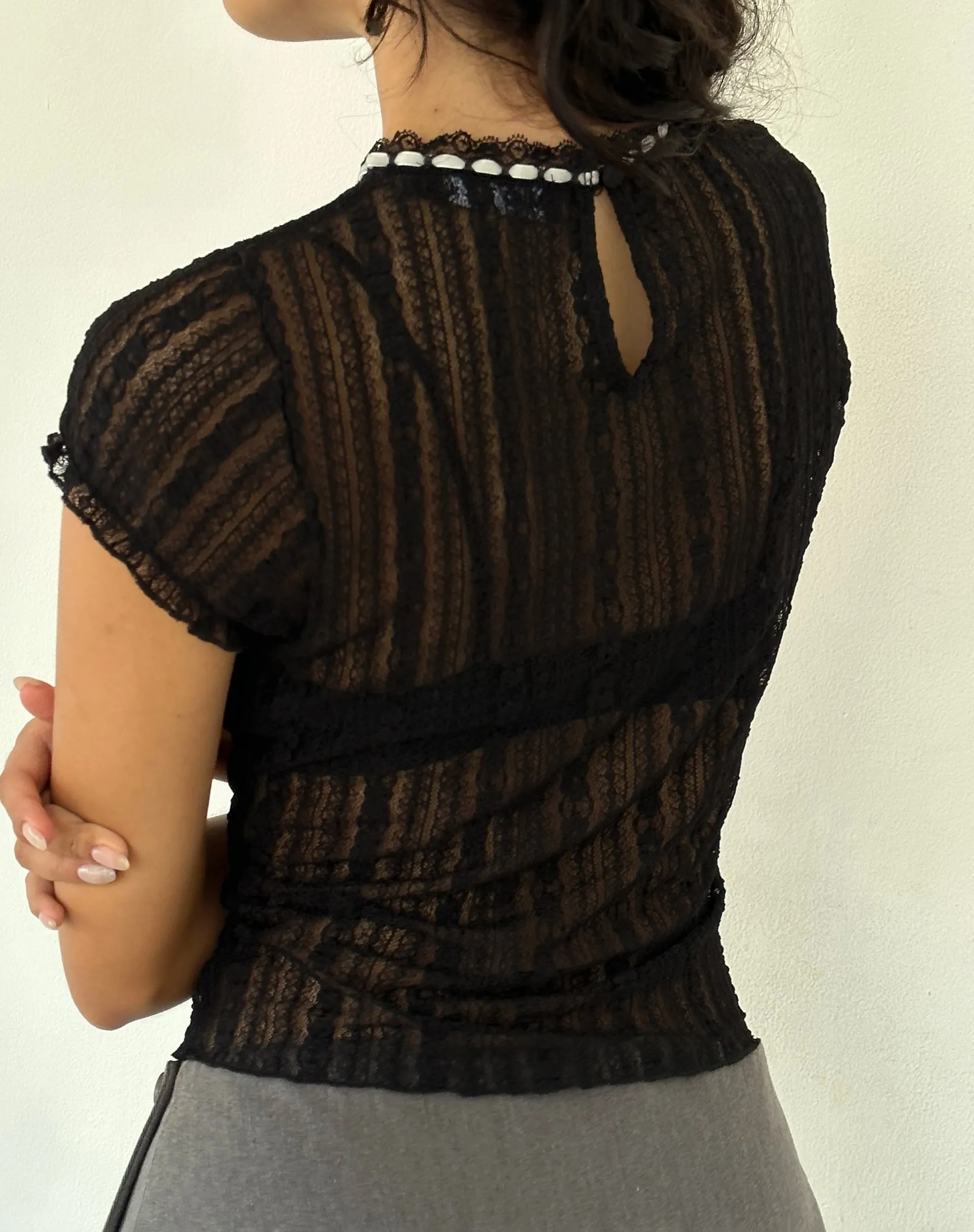 Jennifer Unlined Top in Lace Black