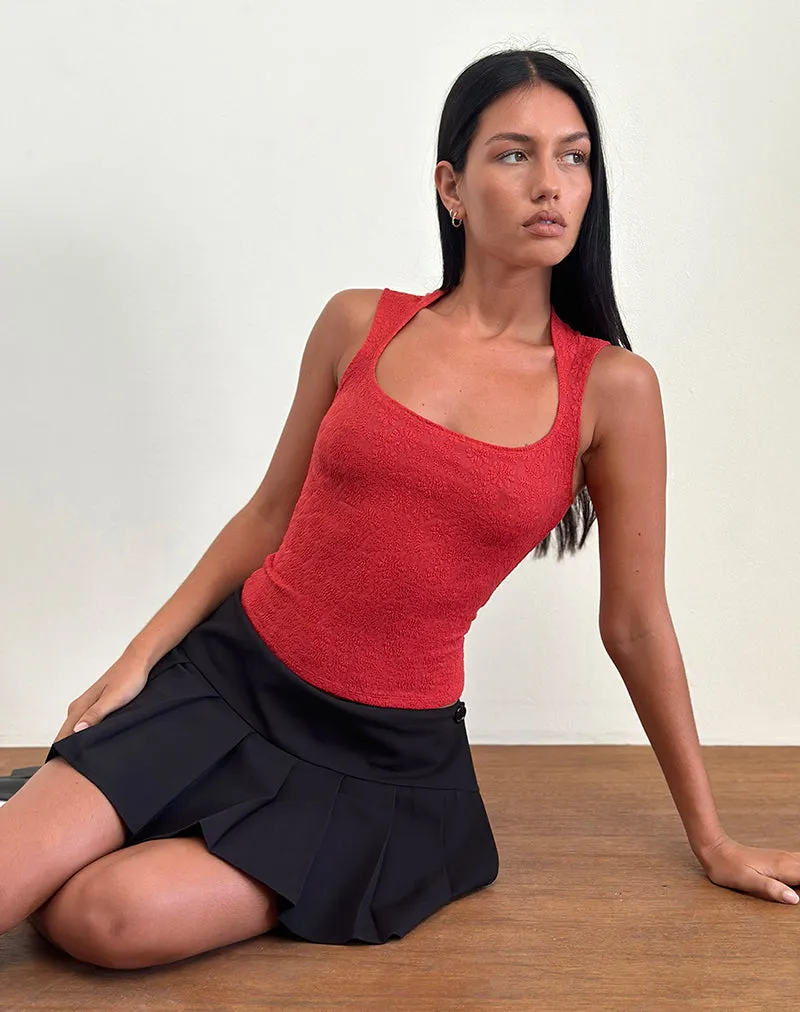 Jinsu Top in Textured Stretch Red